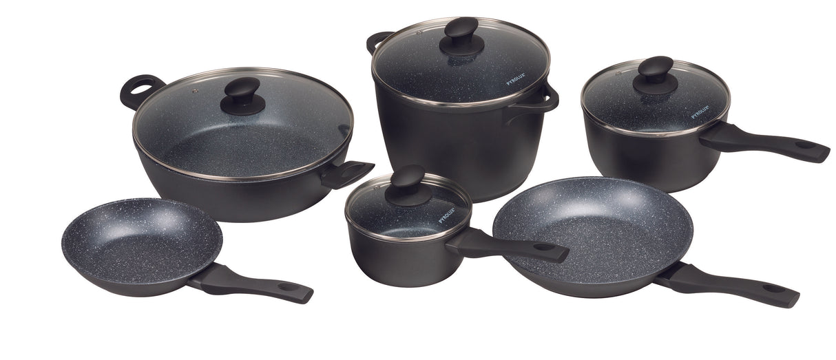 6 Piece Cookware Set - Fry Pan 20cm, Fry Pan 26cm, Saucepan 16cm/1.5 Litre, Saucepan 20cm/3 Litre, Stockpot 24cm/6.4 Litre, Chef Pan 30cm/4.6 Litre