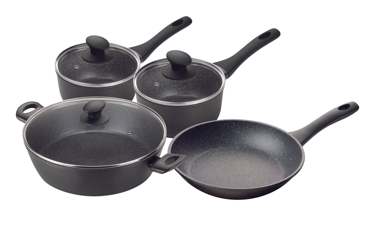 4 Piece Cookware Set - Fry Pan 26cm, Saucepan 16cm/1.5 Litre, Saucepan 20cm/3 Litre, Chef Pan 30cm/4.6 Litre