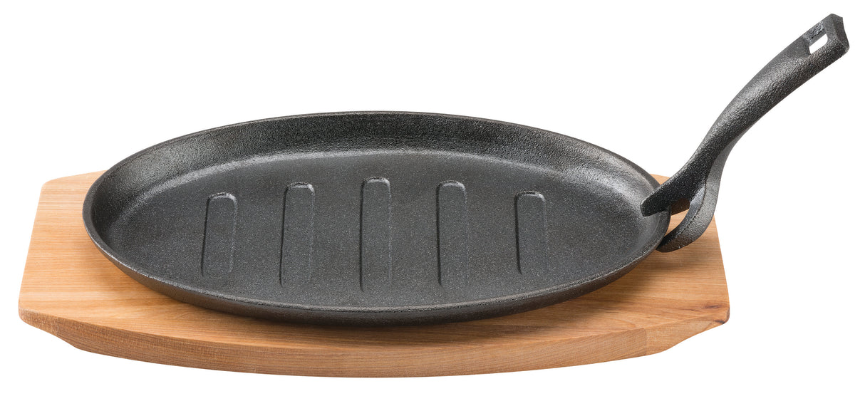 Oval Sizzle Plate 27 x 18cm with Maple Tray