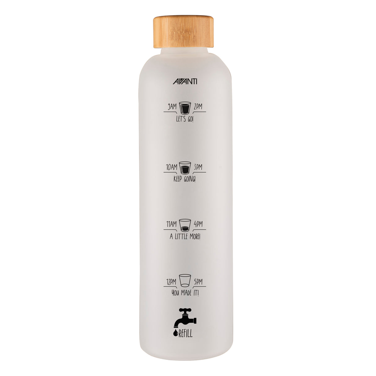 Drink More Velvet Glass Water Bottle, 1 Litre - Frosted White - 12449