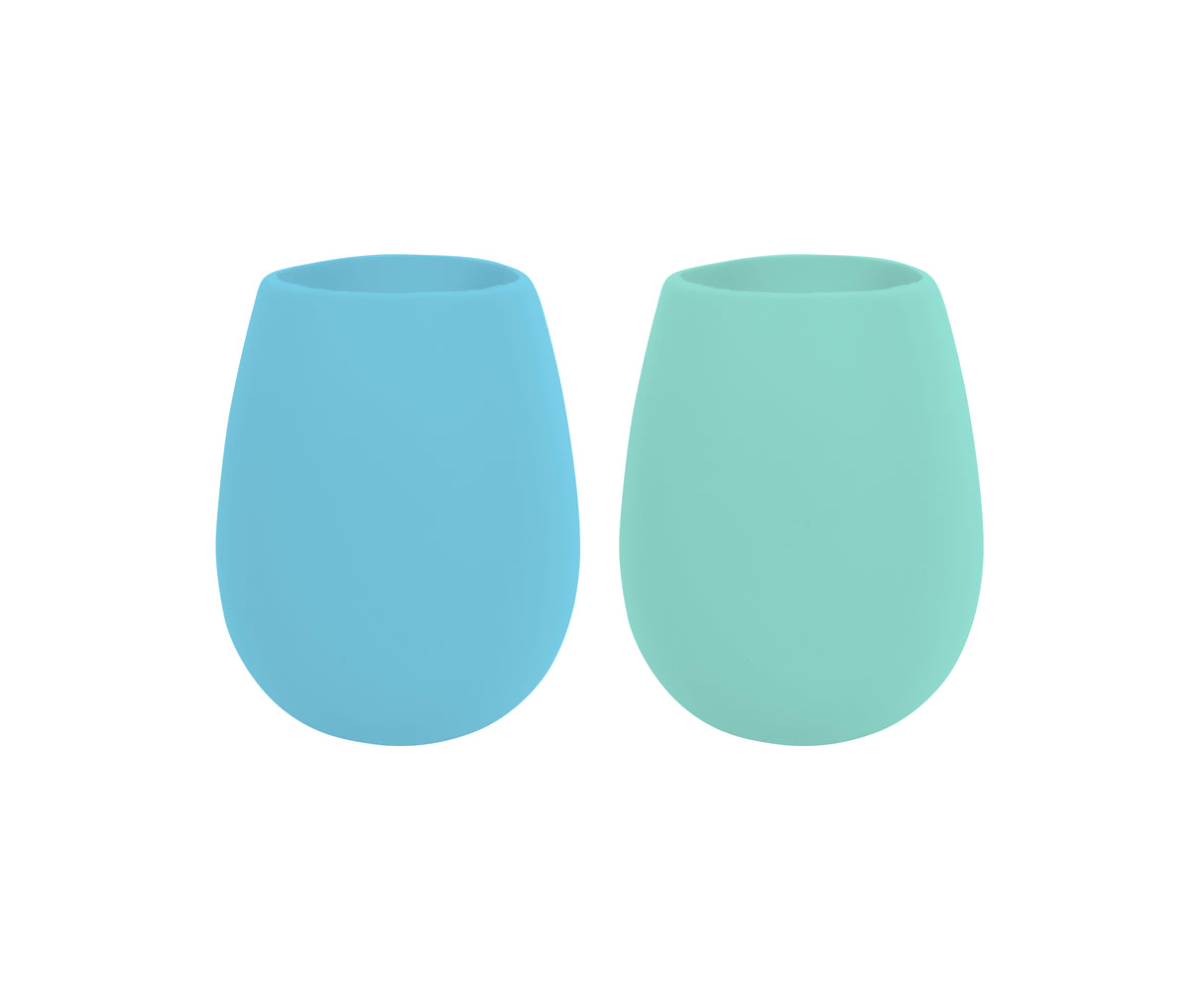 Silicone Stemless Wine Glass, Set of 2 - Blue/Mint - 13341