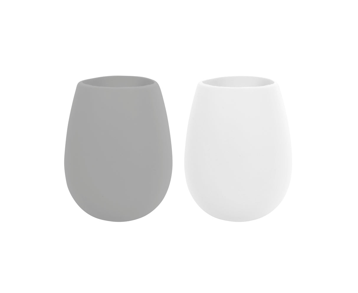 Silicone Stemless Wine Glass, Set of 2 - White / Grey - 13343