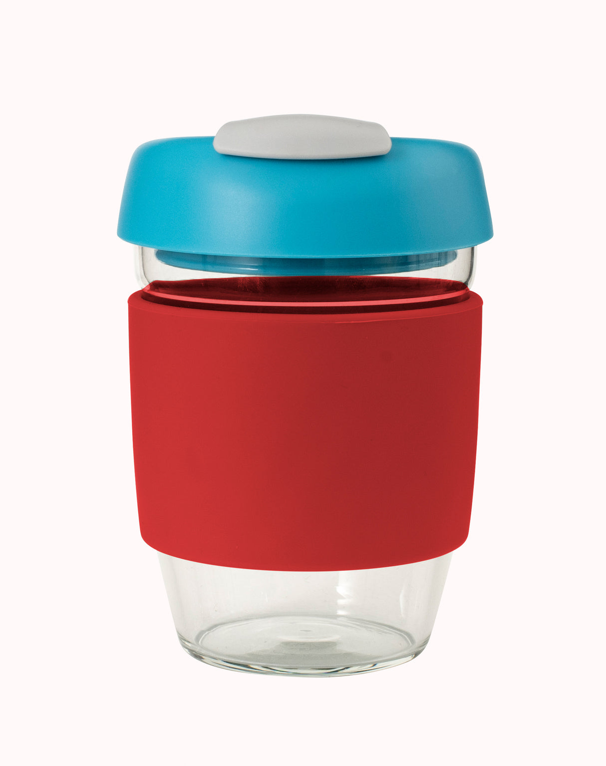 Glass GoCup, 296ml/10oz - Red / Aqua / Grey - 13842
