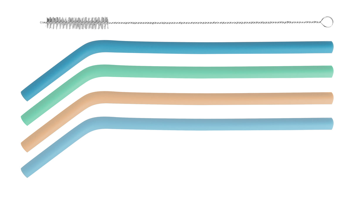 Silicone Straws with Cleaning Brush - Set of 4 - 14913