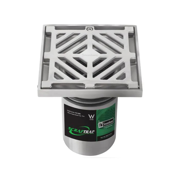 3monkeez FW-150BS 150mm Square Floor Waste Arrestor
