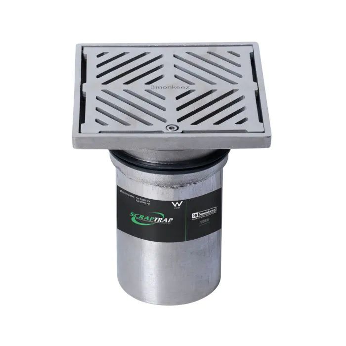 3monkeez FW-150BS-316 150mm Square Floor Waste Arrestor I 316 Grade Stainless Steel