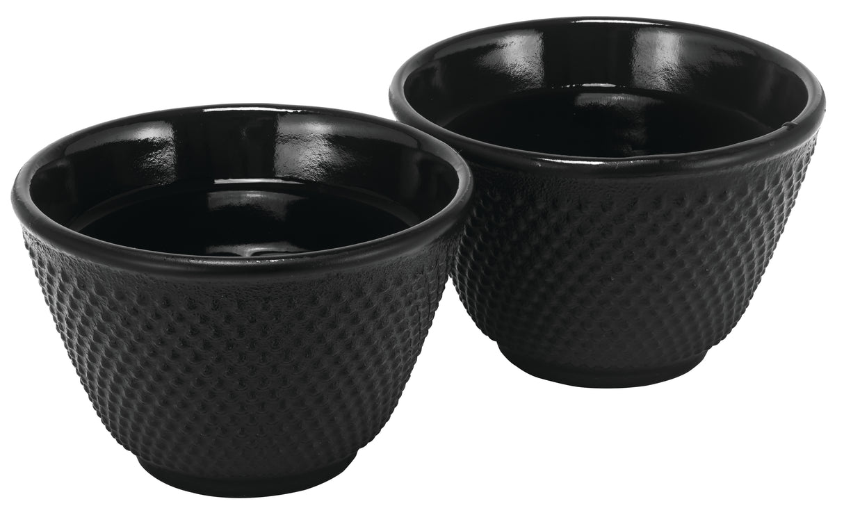 Hobnail Cast Iron Tea Cup, 100ml , Black - Set of 2 - 15109