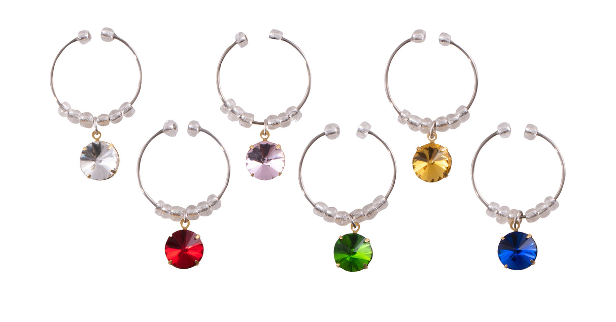 Wine Charms, Set of 6 - Gem Stones - 15120
