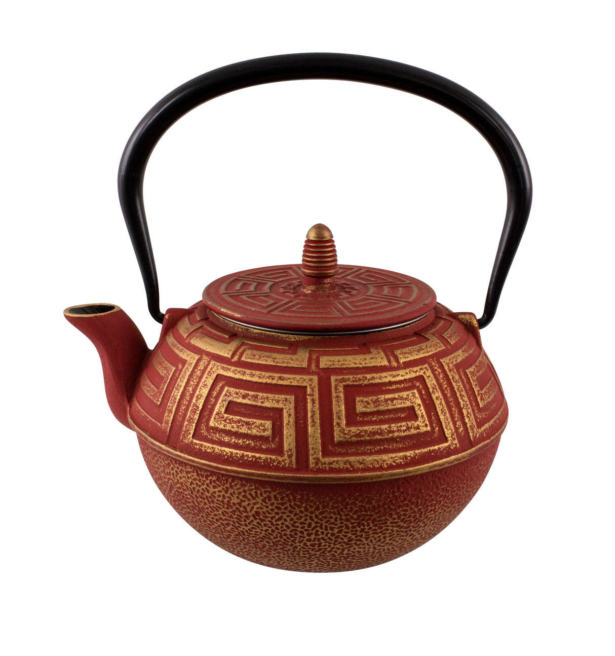 Majestic Cast Iron Teapot, 1.2 Litres - Red / Gold - 15185