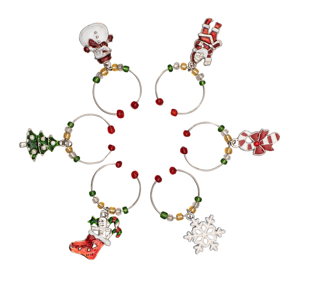 Wine Charms, Set of 6 - Xmas - 15236