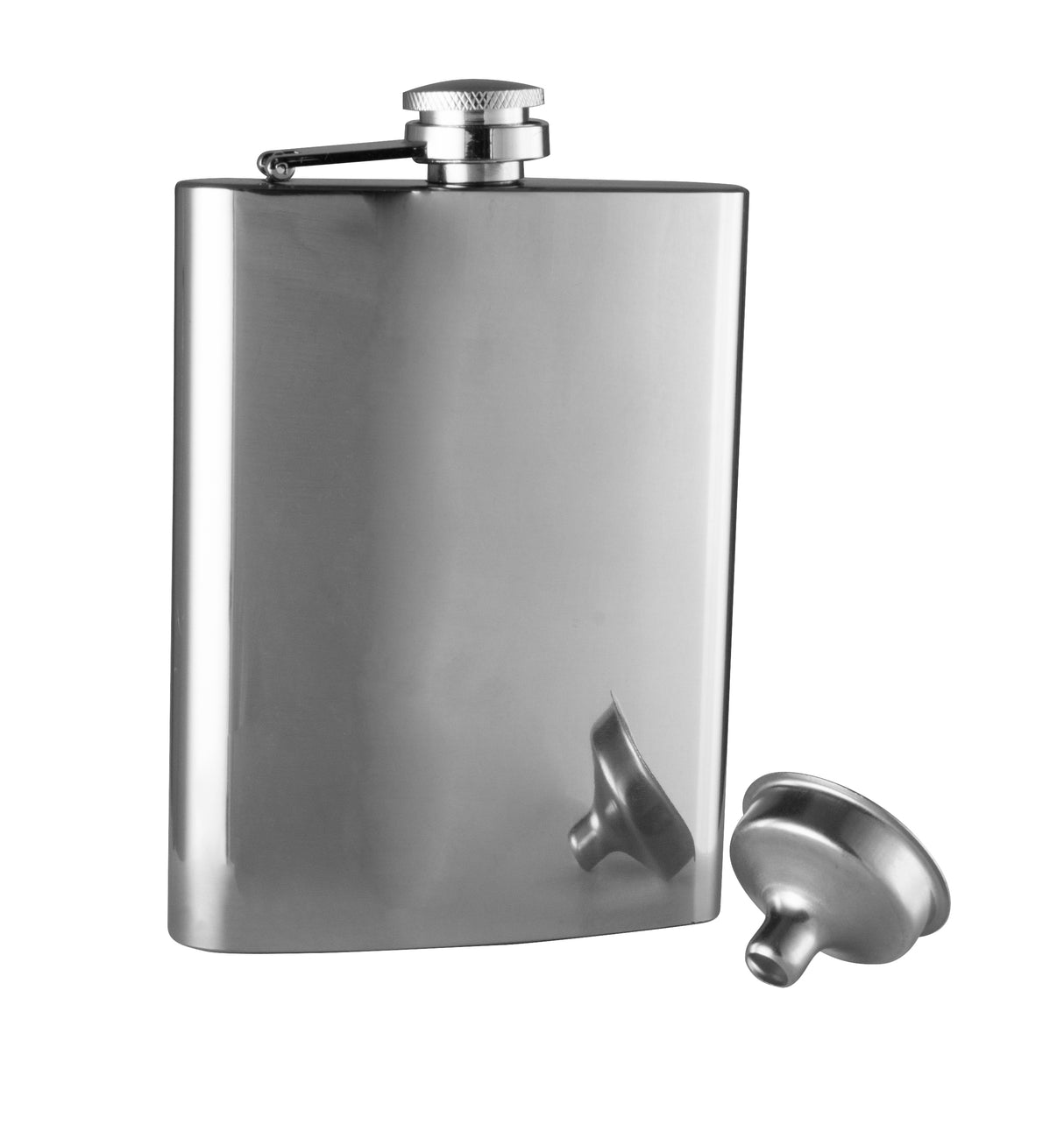 Classic Hip Flask with Funnel - Polished - 15266