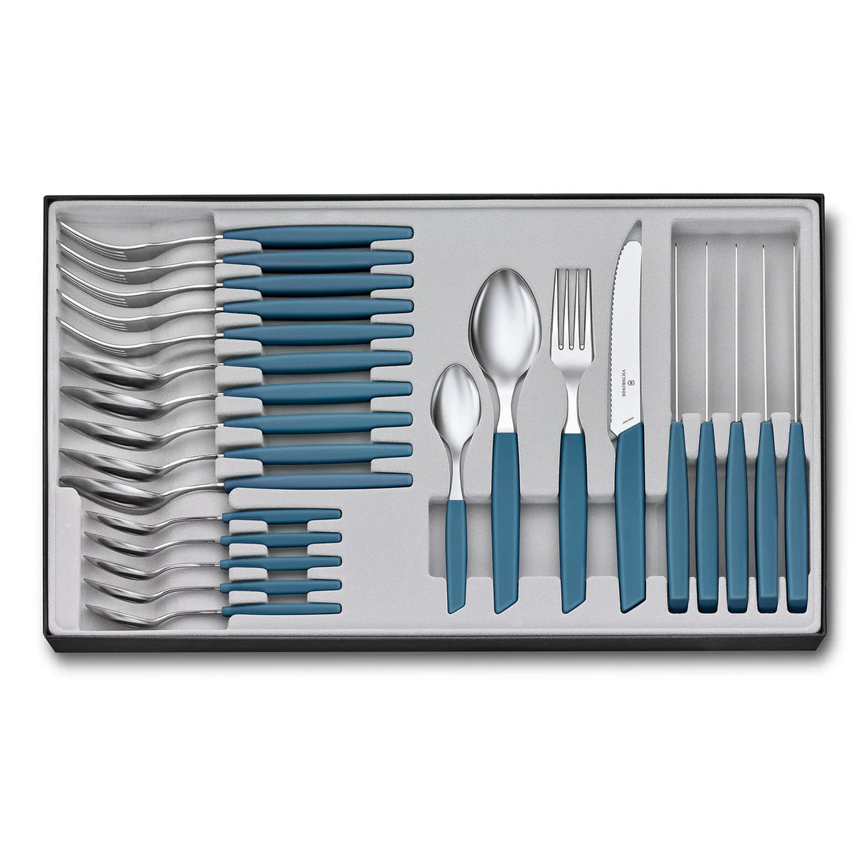 Table Set (Tomato Knife), Wavy Edge 24 Piece - Cornflower