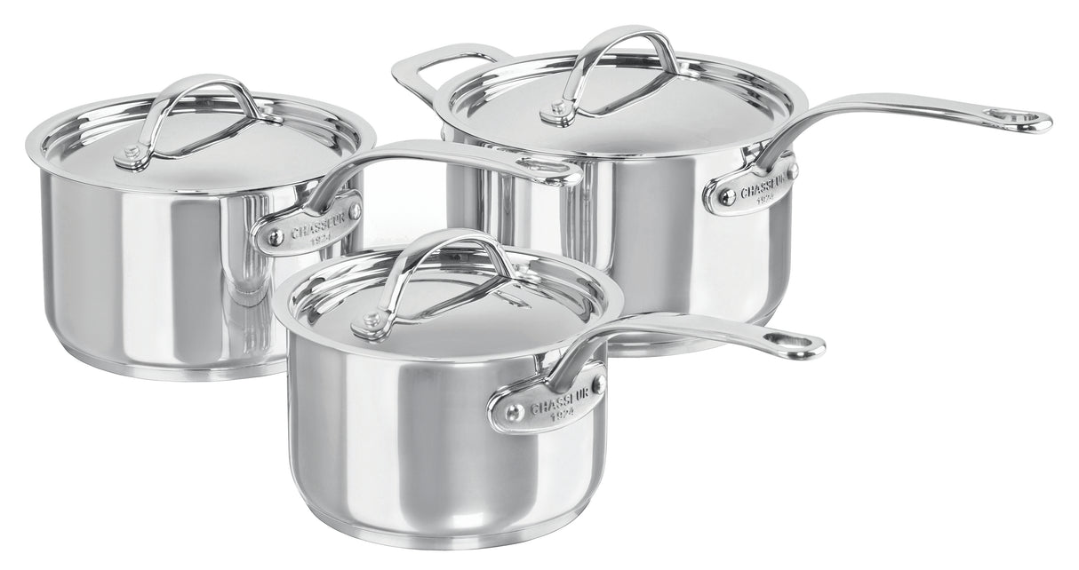 Maison 3 Piece Saucepan Set:
Saucepan 16cm/2 Litre
Saucepan 18cm/2.7 Litre
Saucepan 20cm/3.7 Litre - 19851