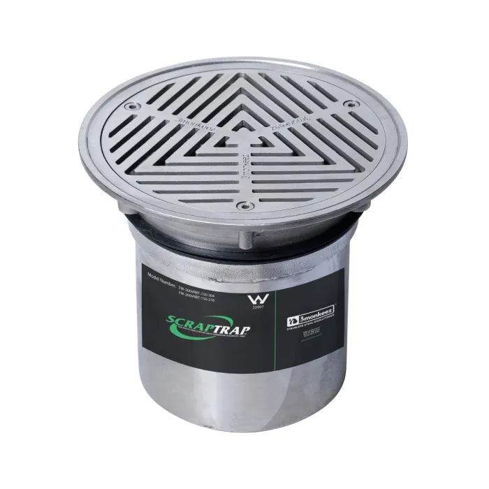 3monkeez FW-200VRBT-150-316 200mm Round Vinyl Floor Waste Arrestor I 316 Grade Stainless Steel