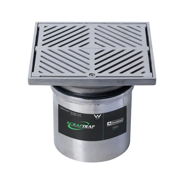 3monkeez FW-200BS-150-304 200mm Square Floor Waste Arrestor I 304 Grade Stainless Steel
