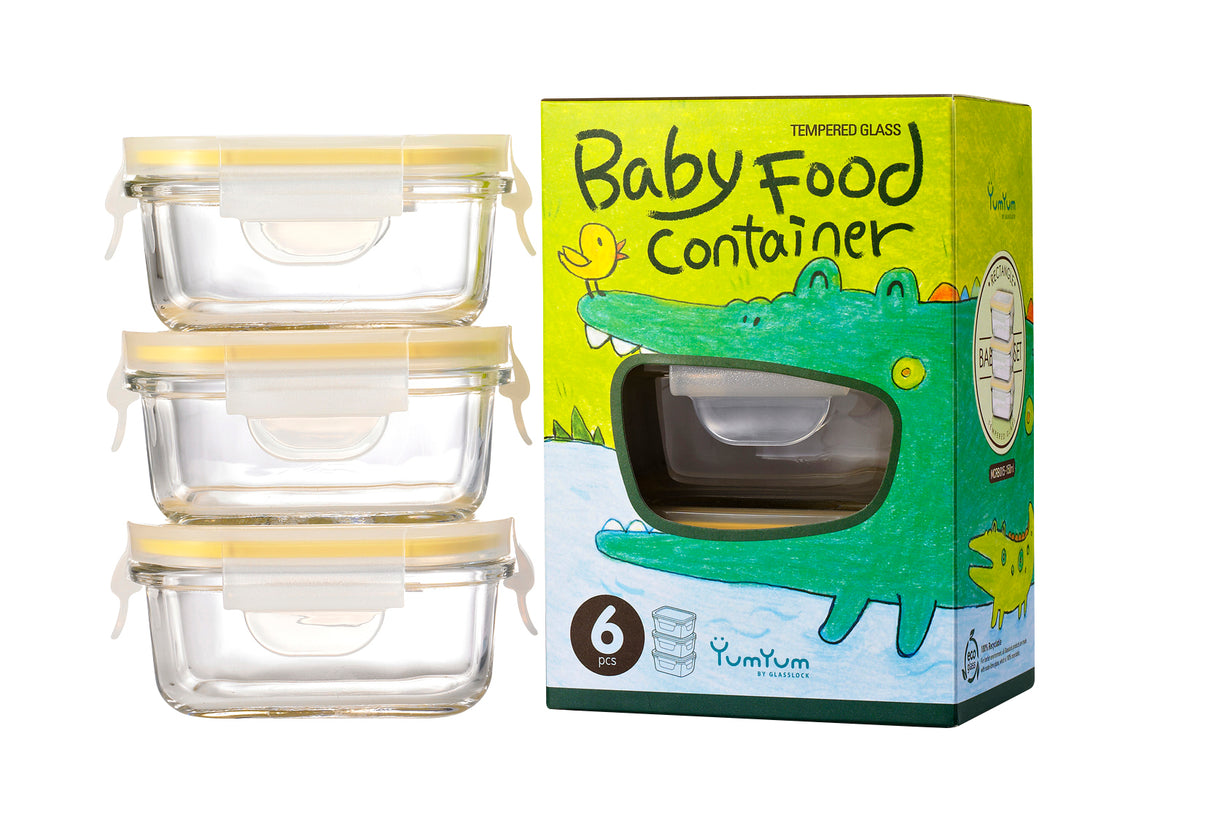 3 Piece Baby Food Container Set Rectangle 150ml - 28091
