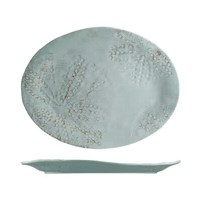 Fortessa Sanibel Oval Melamine Platter 380x305mm (Mint / White) (Set of 4)