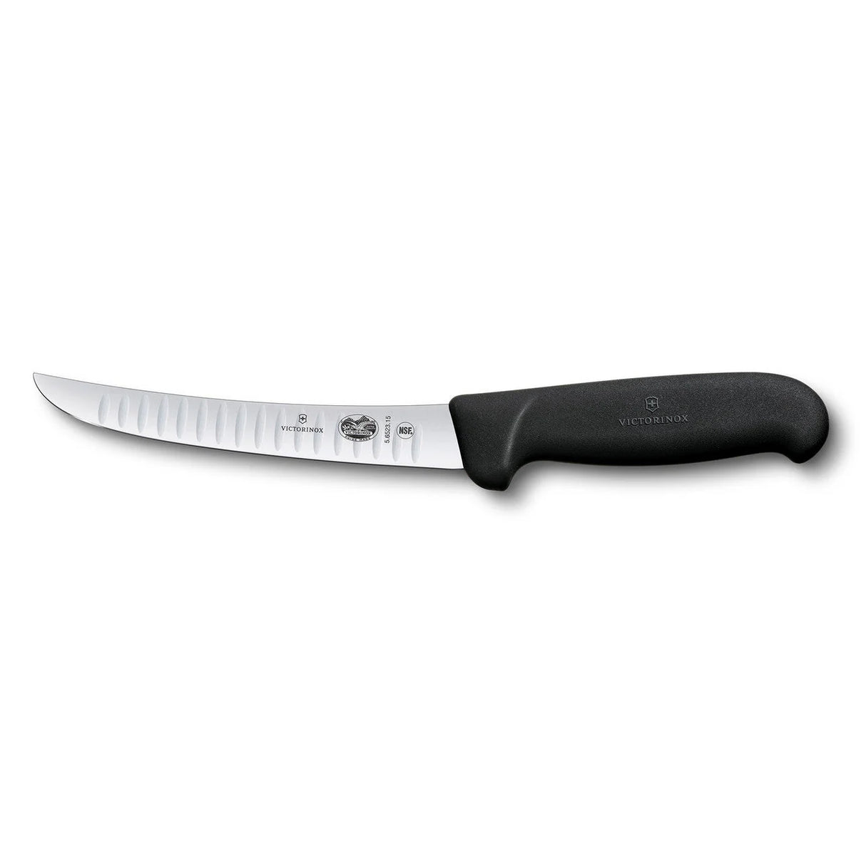 Boning Knife, Curved Fluted 15cm - Black