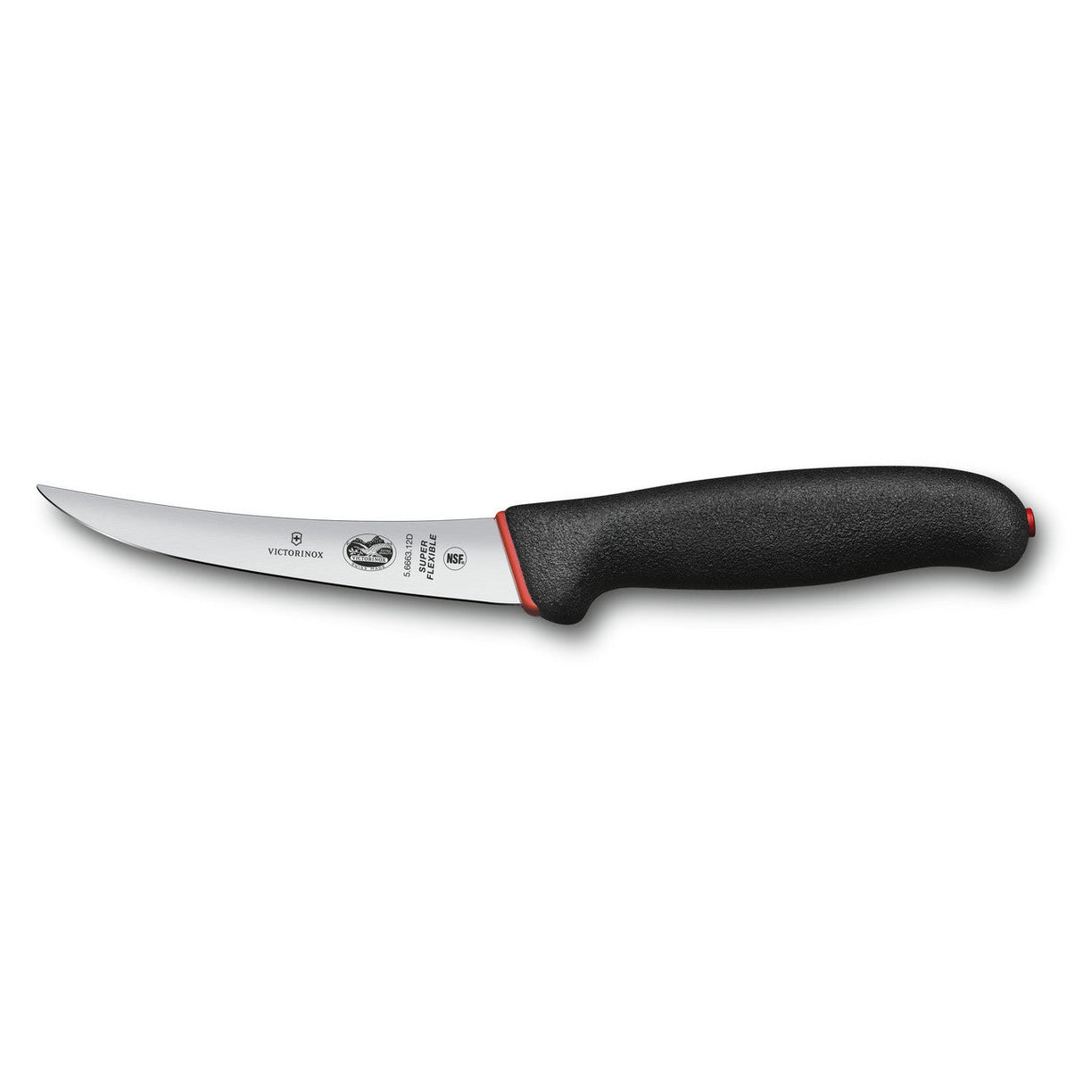 Victorinox Fibrox Boning Knife, Curved Super Flexible Narrow Blade 12cm - Dual Grip