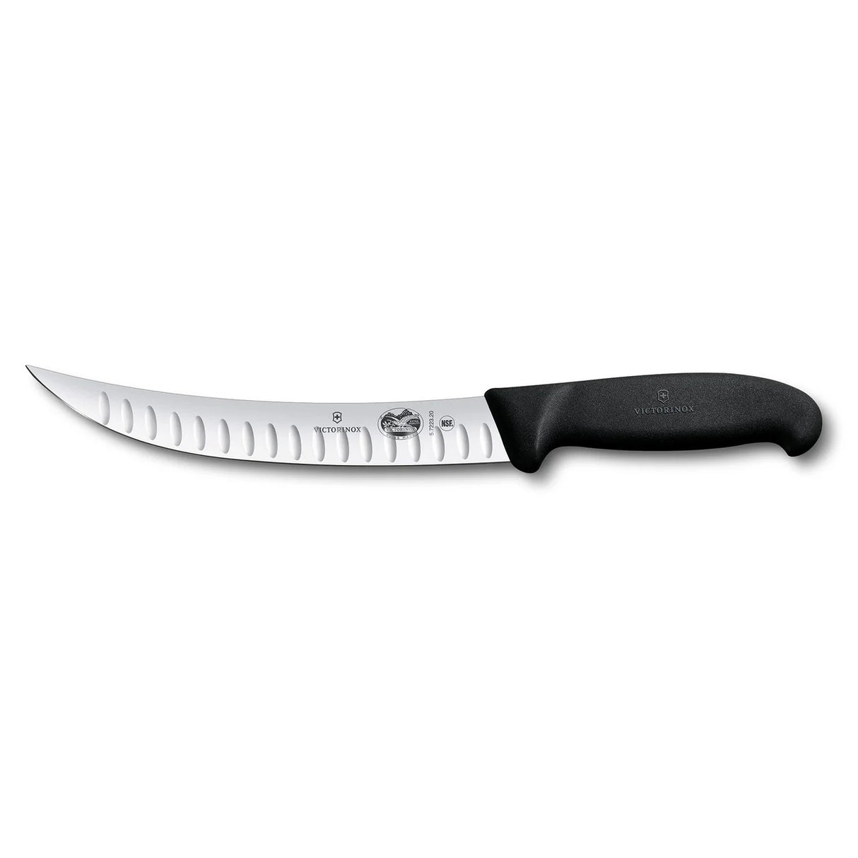 Slaughter Knife, Curved Fluted 20cm - Black