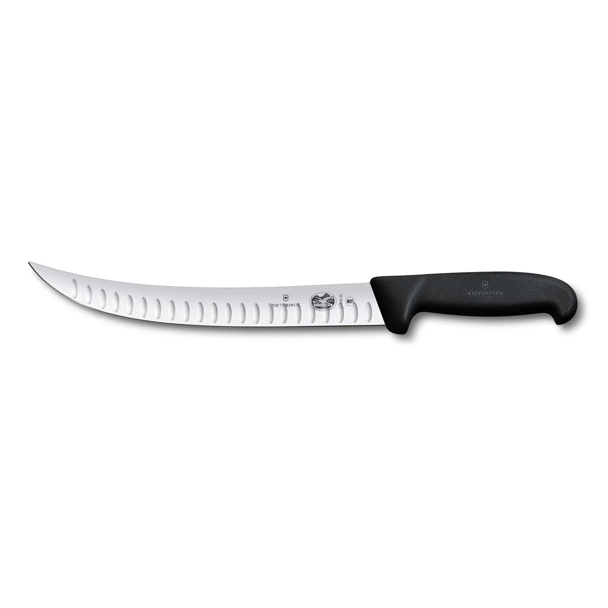 Slaughter Knife, Curved Fluted 25cm - Black