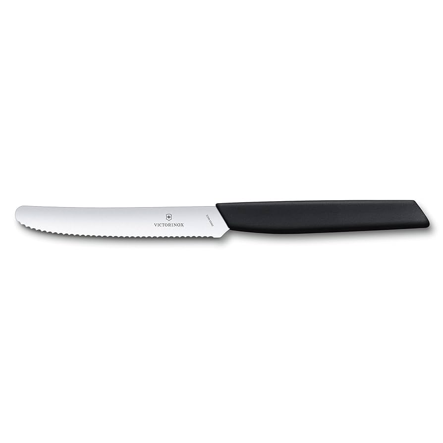 Tomato and Table Knife, Wavy Edge 11cm - Black