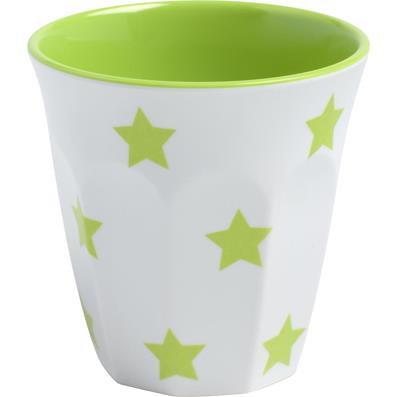 47241 - Jab Lime Green Stars On White Tumbler 90mm 300ml (Sold in sets of 12)