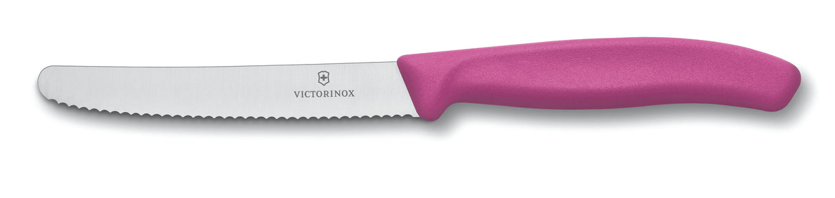 Steak & Tomato Knife, Wavy Edge 11cm - Pink