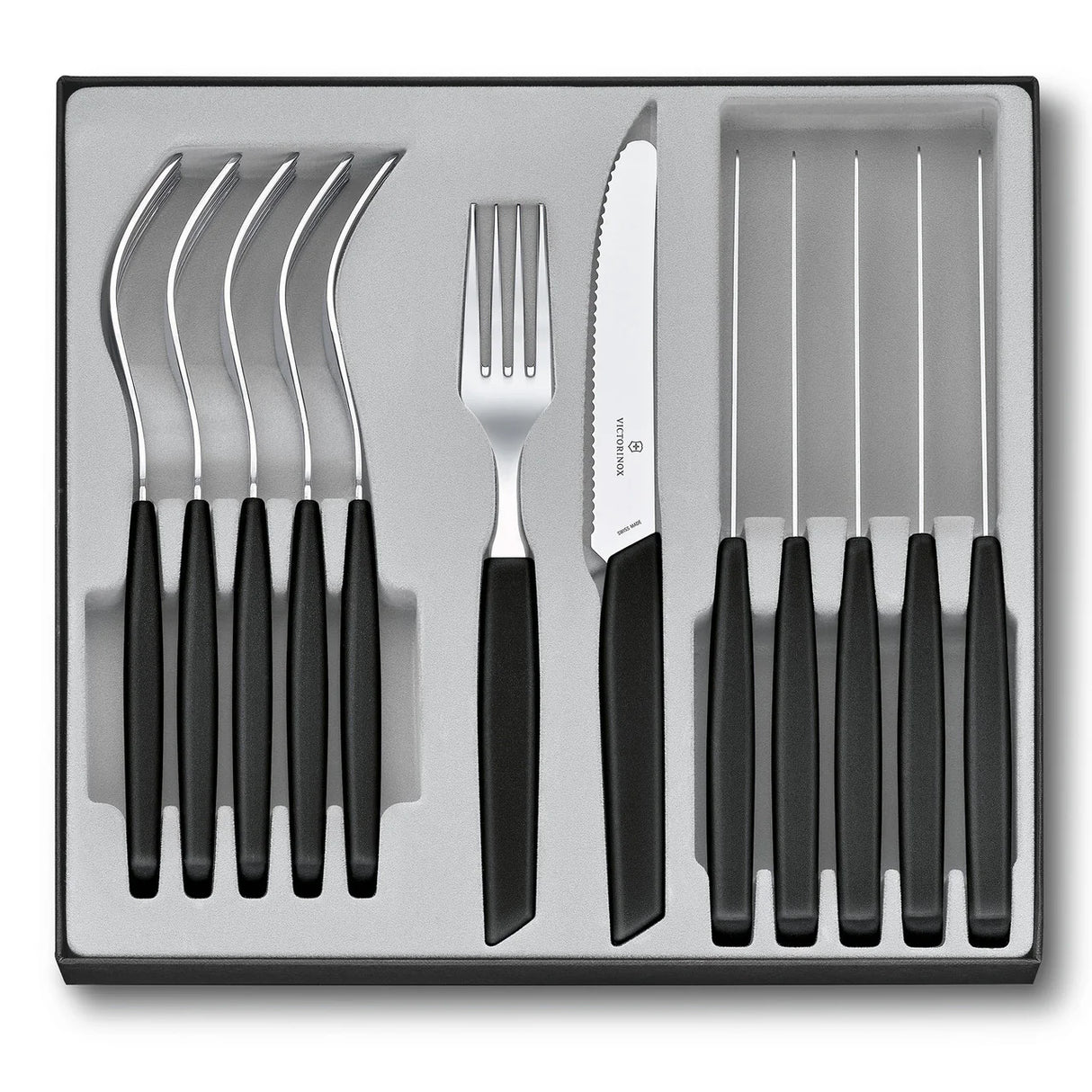 Table Set (Tomato Knife), Wavy Edge 12 Piece - Black