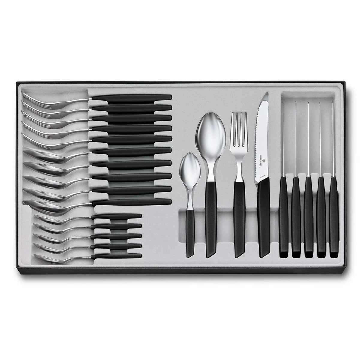 Table Set (Tomato Knife), Wavy Edge 24 Piece - Black