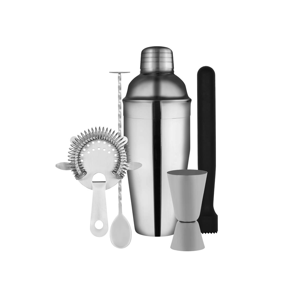 Zanzi Cocktail Set W/3Pc Shaker 5Pc S/S Gift Boxed