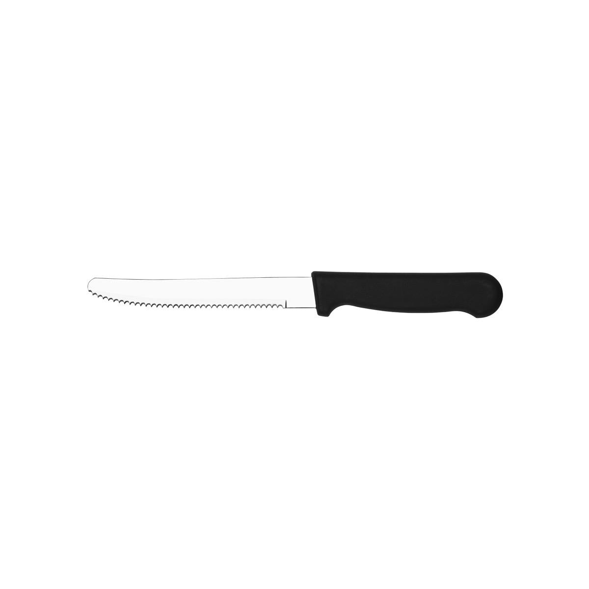 Tablekraft Steak Knife Rounded Tip S/S W/Blk Hdl 253Mm