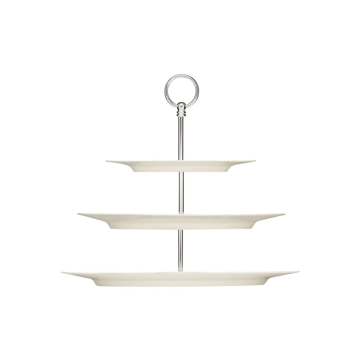 Purity Serving Stand 3 Tier Oval Platter W/Rim 378x277x324mm Set of 2 (Sold in sets of 2)