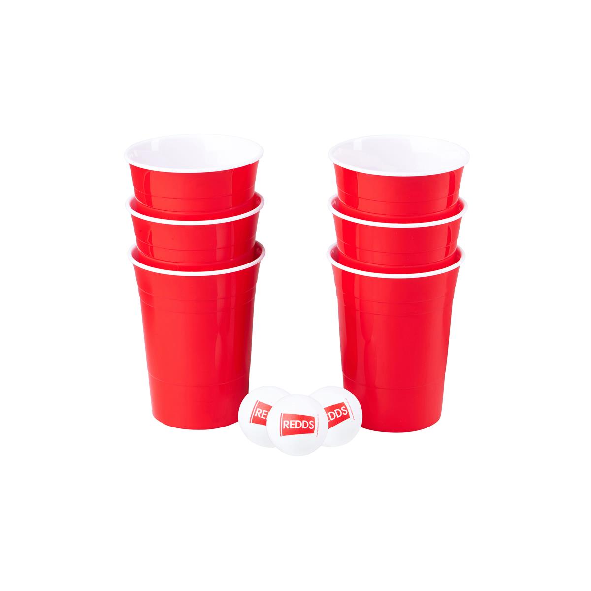 Redds Reusables Edition Cup Pong Pack (6Red Cups+3Ping Pong) Pack of 6 (Sold in sets of 6)