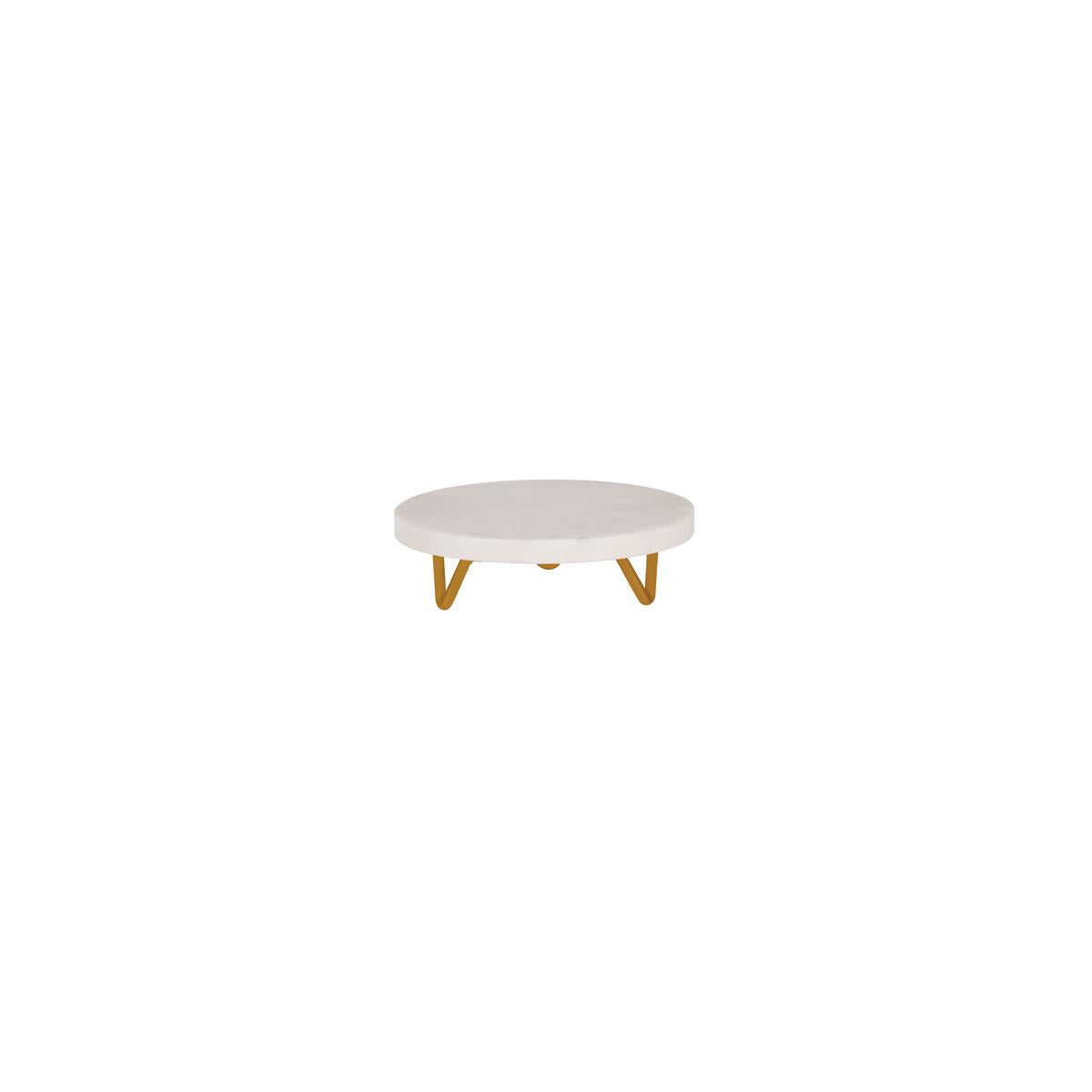 4751 - Set of 2 Chef Inox Round Marble Serving Display Stands with Metal Legs – Elegant Cake Stand