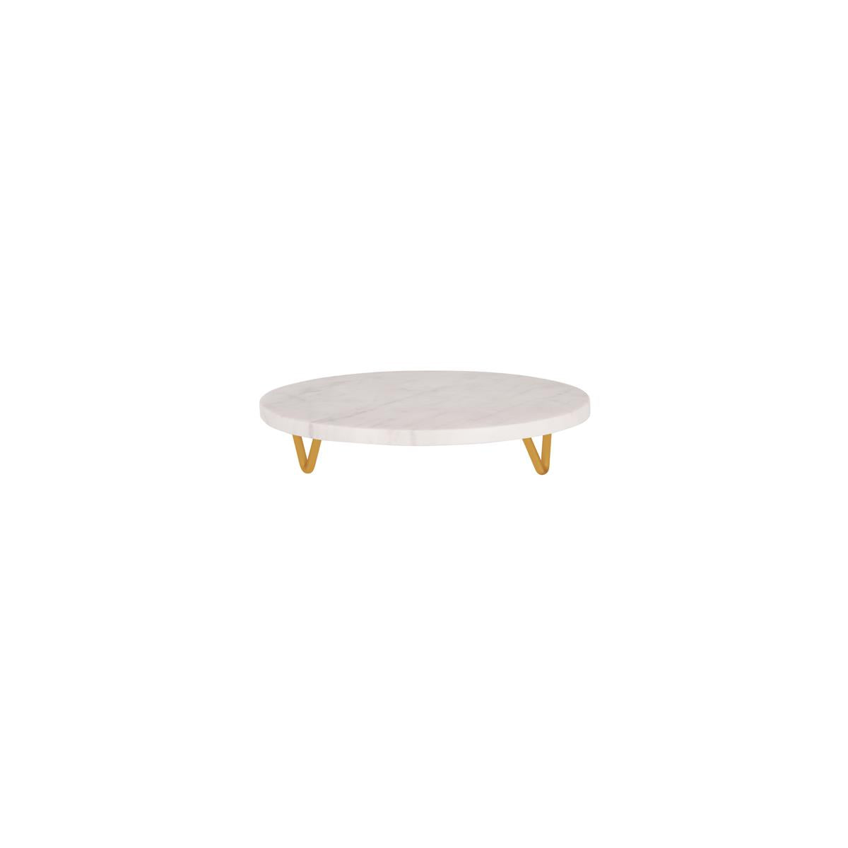 4751 - Set of 2 Chef Inox Round Marble Serving Display Stands with Metal Legs - Image 3