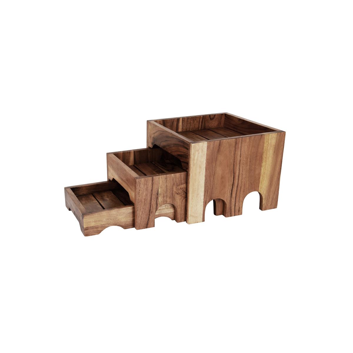 4774 - Chef Inox Serve 3-Tier Nesting Buffet Riser Set Acacia