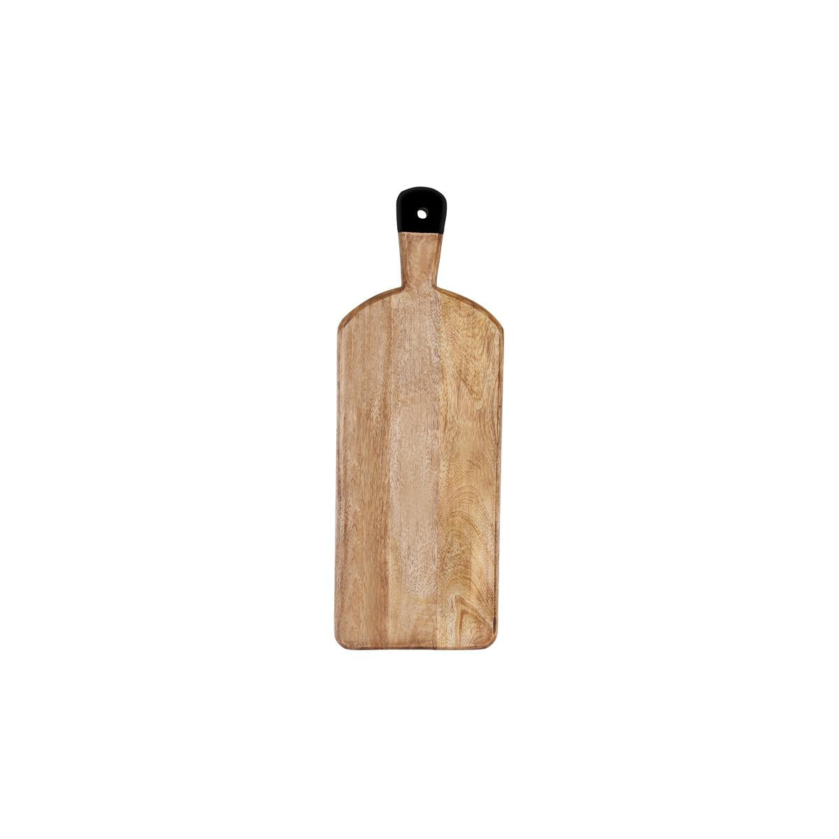 04993 - Mangowood Rect Serving Board Footed W/Black Hdl 500X180X40Mm