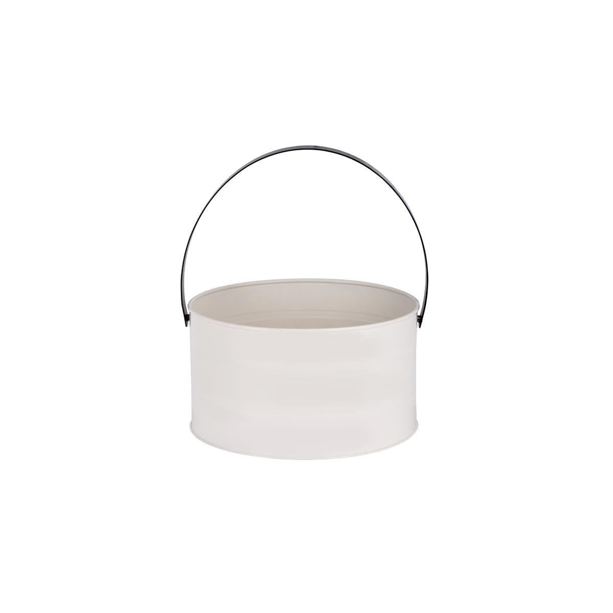 78840 - Coney Isl-Galvanised Creme P/C Round Pail Lhr Hdl 285x150mm (Sold in sets of 6)