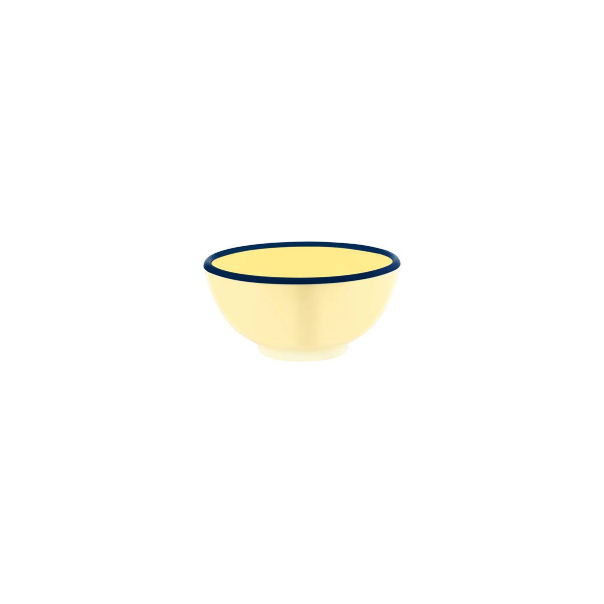 49925 - Jab Vintage Yellow/Blue Rim Enamel Look Round Bowl (Sold in sets of 6)