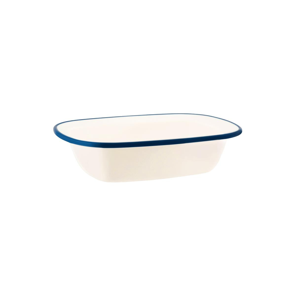 49933 - Jab Vintage Cream/Blue Rim Enamel Look Rect Server 200x145mm (Sold in sets of 12)