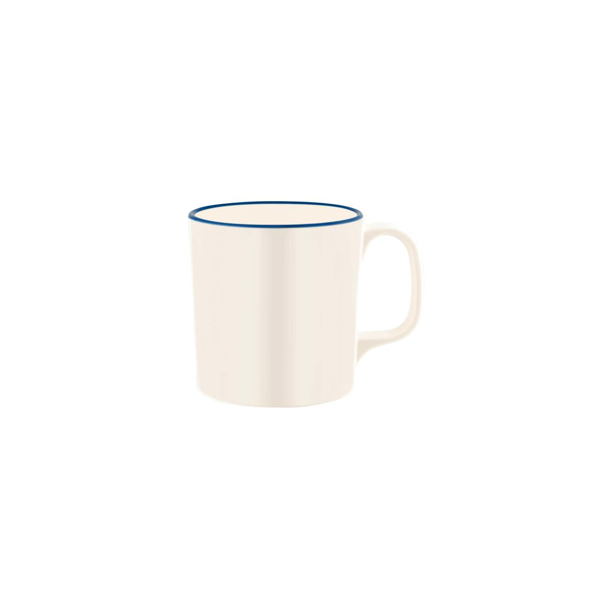 49938 - Jab Vintage Cream/Blue Rim Enamel Look Mug 80x85mm (Sold in sets of 6)