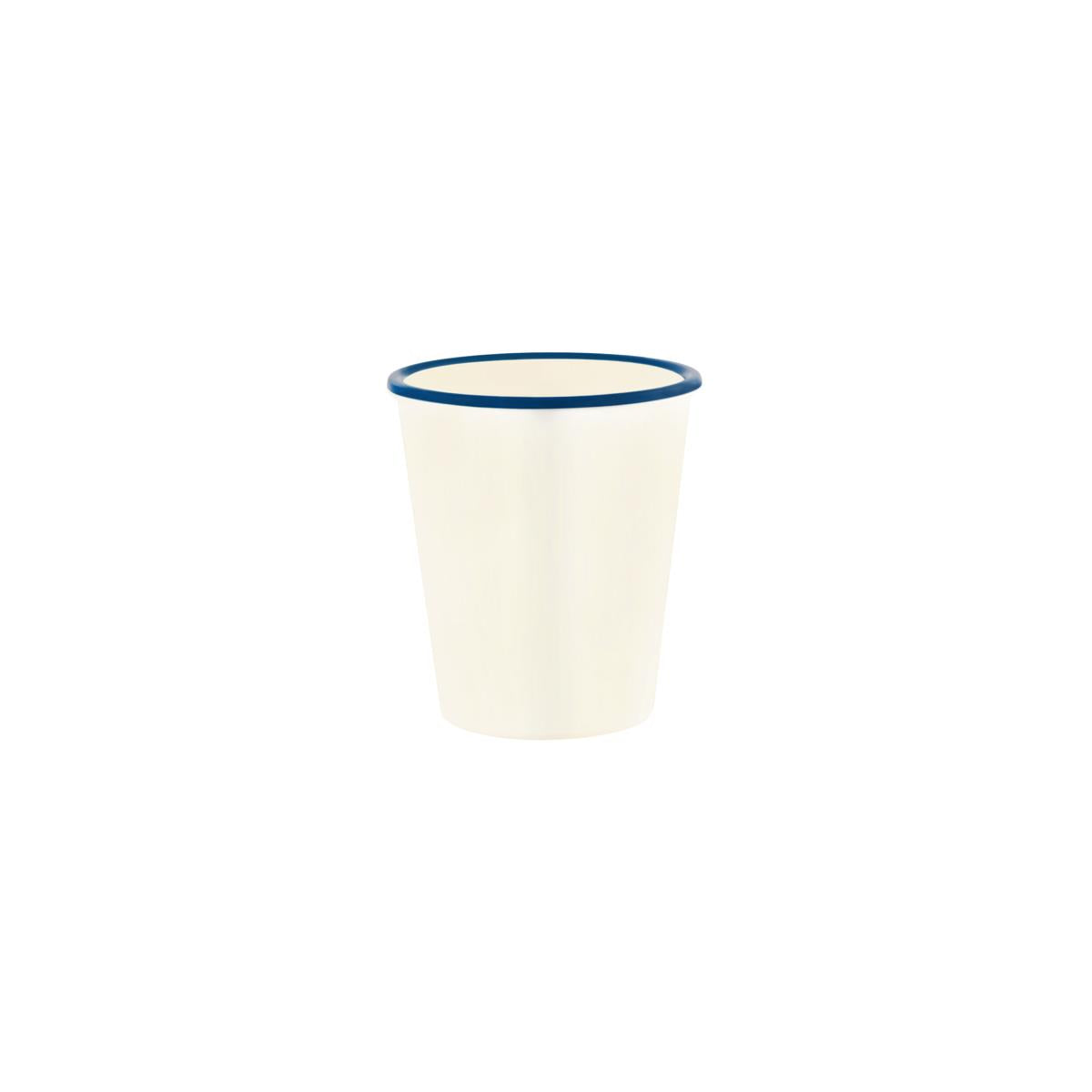 49939 - Jab Vintage Cream/Blue Rim Enamel Look Tumbler 80x90mm (Sold in sets of 6)