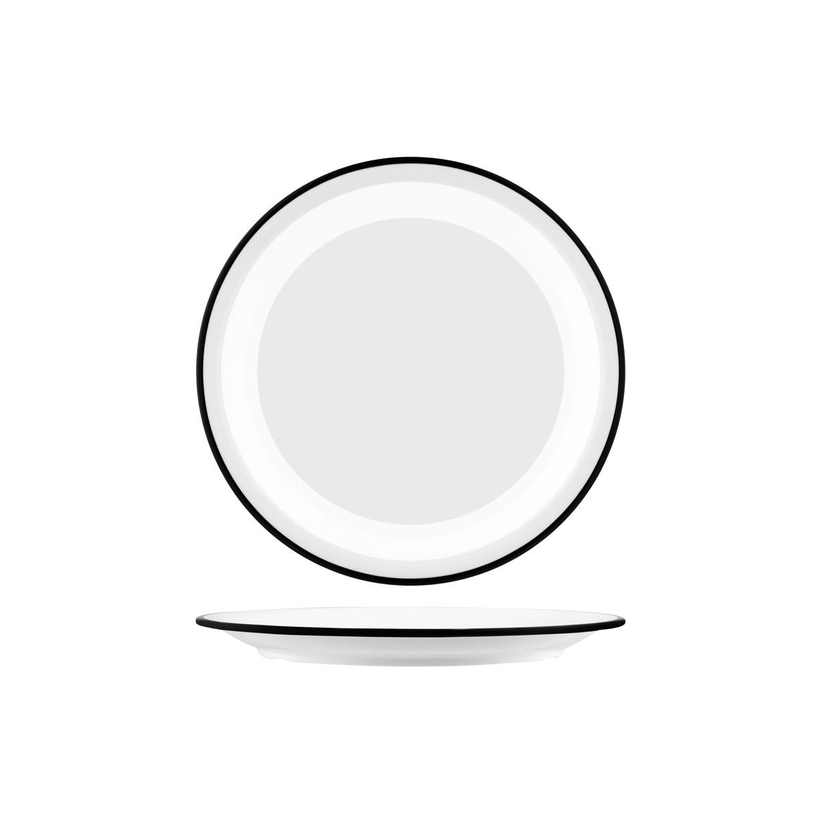 49950 - Jab Vintage White Black Rim Enamel Look Round Plate (Set of 6) - Image 2