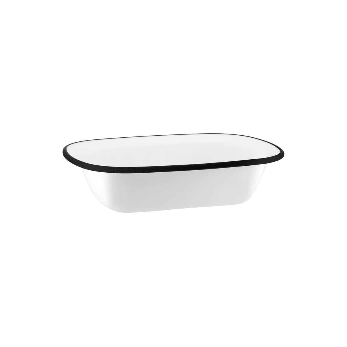 49953 - Jab Vintage White/Black Rim Enamel Look Rect Server 200x145M (Sold in sets of 12)