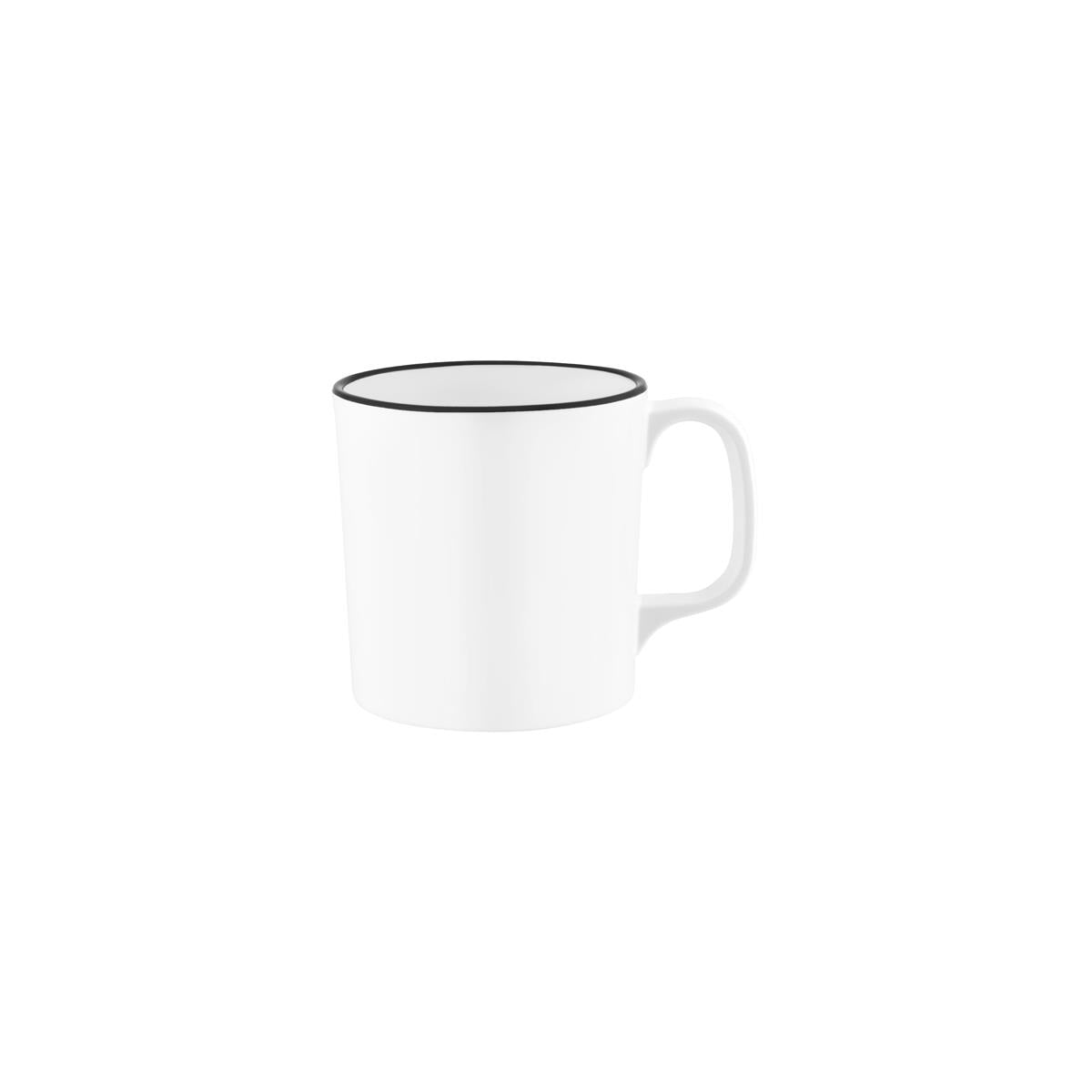 49958 - Jab Vintage White/Black Rim Enamel Look Mug 80x85mm (Sold in sets of 12)