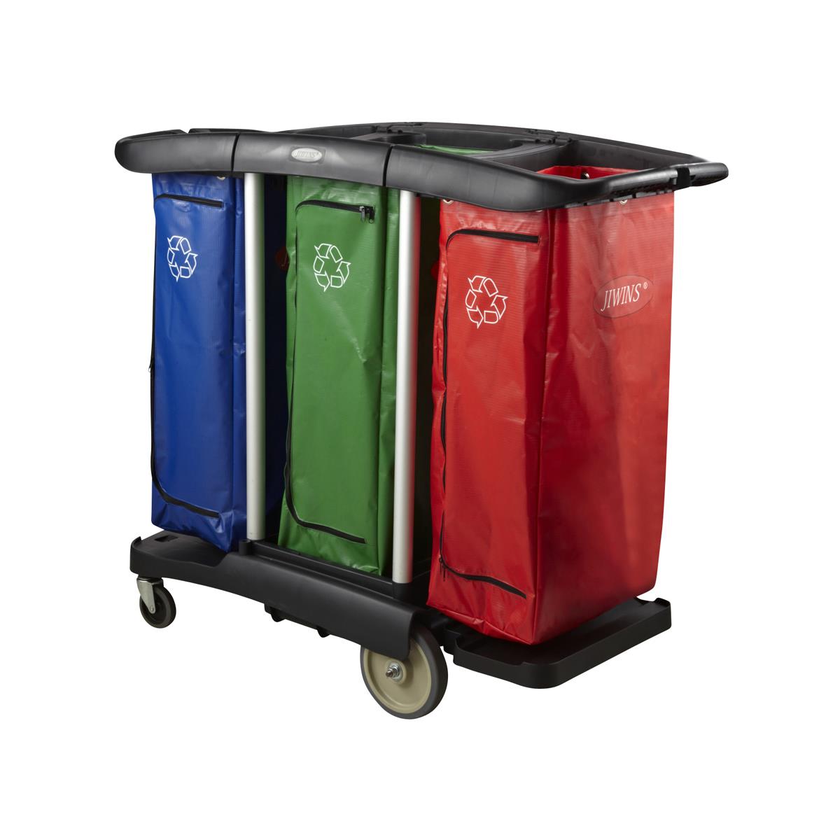 JW-CCTD - Jiwins Triple Capacity Clean Cart Black Pp 1301x575x1129mm
