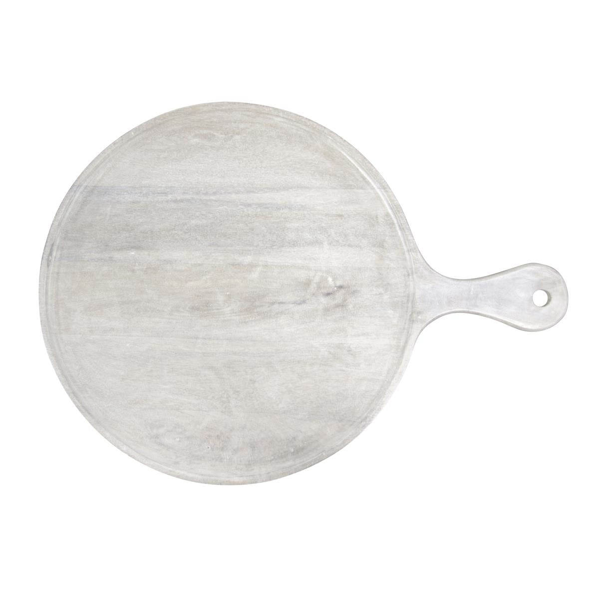 4837 - Chef Inox Rnd Serving Board W/Hdl Mangowood 570x780x35mm