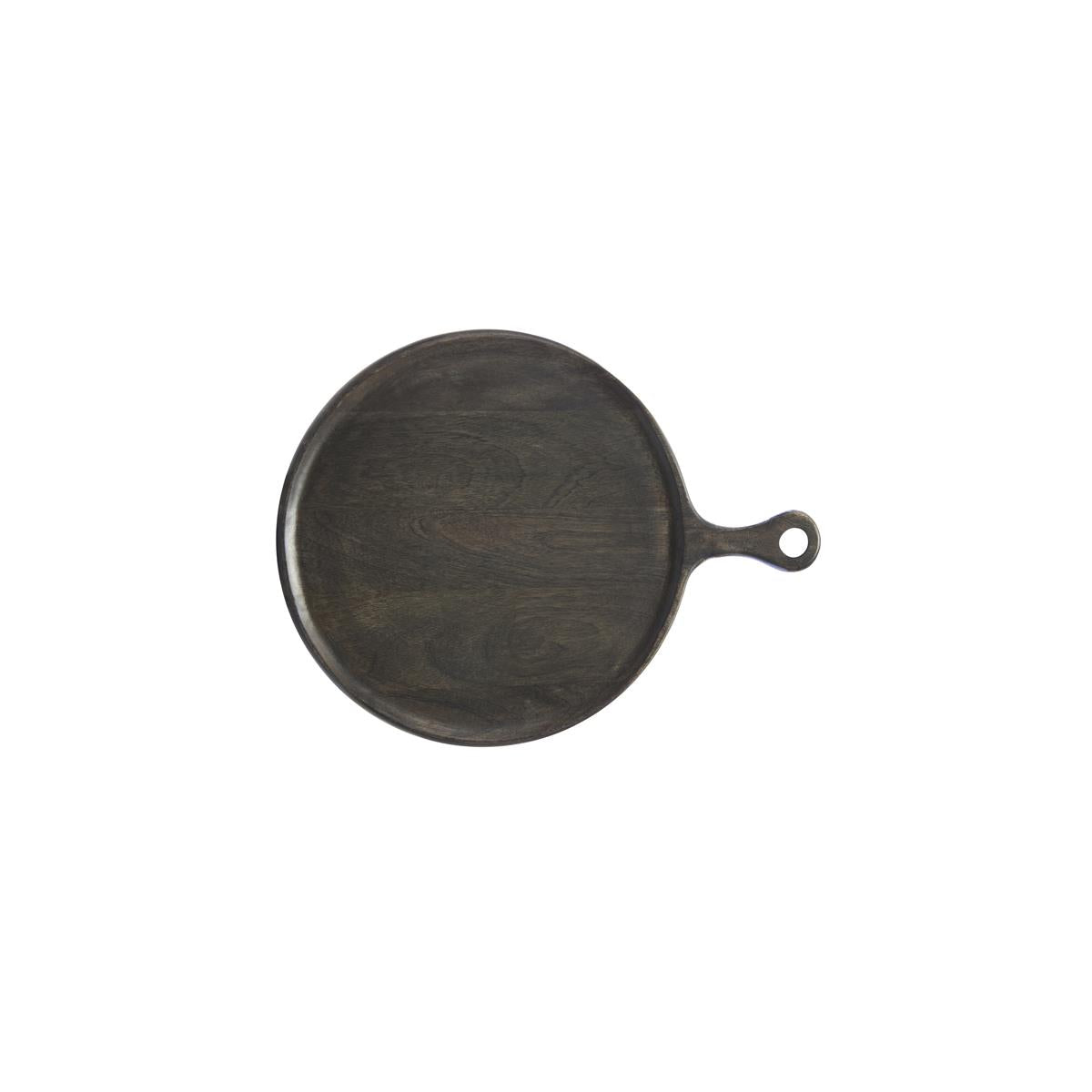 04942 - Chef Inox Rnd Serving Board W/Hdl Mangowood 250X350X15Mm Drk
