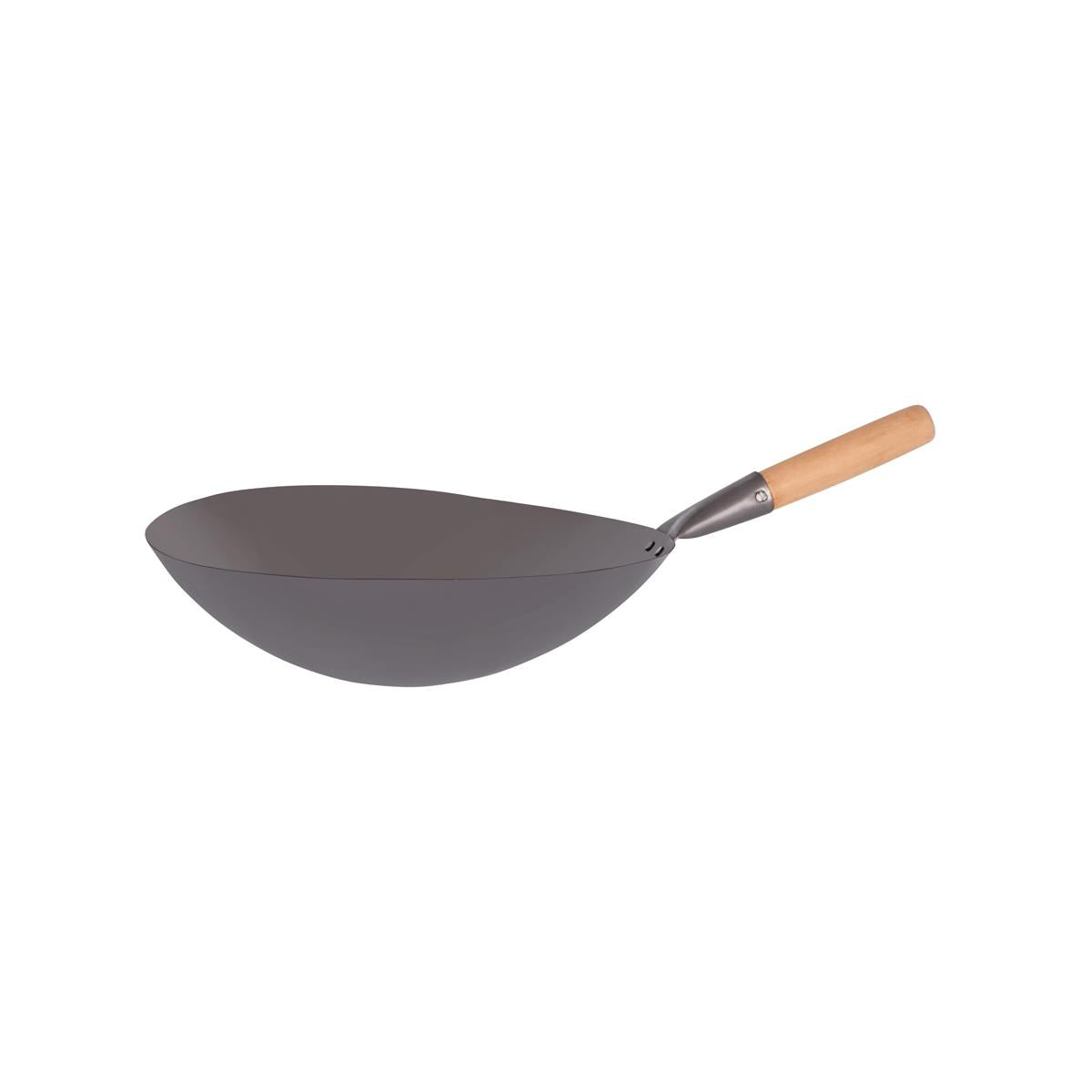 Chef Inox Wok Cast Iron W/Wooden Hdl 330Mm